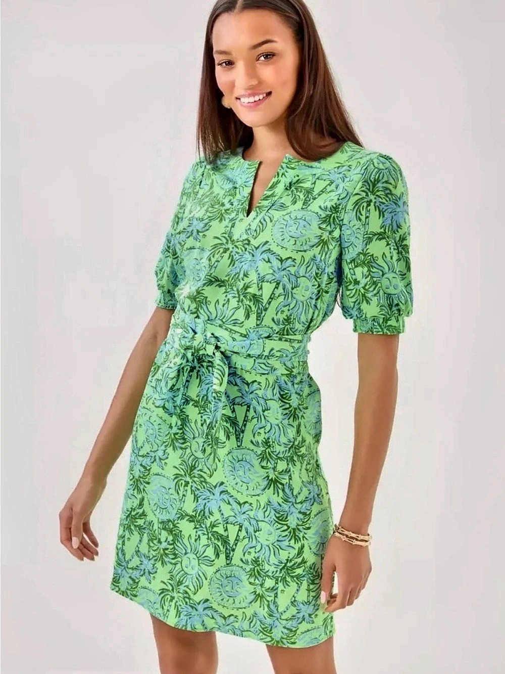 Lilly Pulitzer Sydnee Dress Floral Mini Green & Blue Size 6 NWT - Picture 4 of 9
